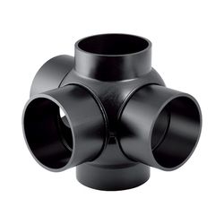 Geberit PE Kugelabzweig 88,5 Grad dreifach, Anschlüsse 90 Grad versetzt d 110mm, d1 ... GEBERIT-367605161 4025416031864 (Abb. 1)