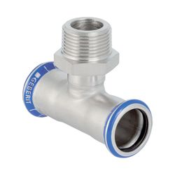 Geberit Mapress Edelstahl T-Stück mit Außengewinde LABS-frei, d 22mm, R 3/4", d1 22mm... GEBERIT-81458 4024723814580 (Abb. 1)