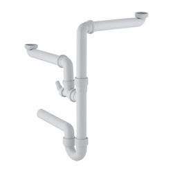 Geberit Siphon Rohrbogengeruchsverschluss für zwei Spülbecken Abgang horizontal... GEBERIT-152818111 4025416022213 (Abb. 1)