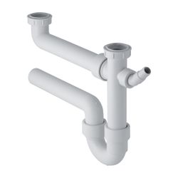 Geberit Siphon Rohrbogengeruchsverschluss für zwei Spülbecken, Winkelschlauchtülle A... GEBERIT-152715111 4025416001041 (Abb. 1)