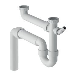 Geberit Siphon Rohrbogengeruchsverschluss für zwei Spülbecken, Winkelschlauchtülle A... GEBERIT-152553111 4025416001010 (Abb. 1)