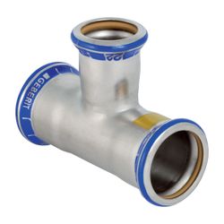 Geberit Mapress Edelstahl T-Stück reduziert, Gas, d 28mm, d1 22mm, d2 28mm... GEBERIT-34040 4024723340409 (Abb. 1)