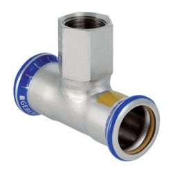 Geberit Mapress Edelstahl T-Stück mit Innengewinde, Gas, d 28mm, Rp 1/2", d1 28mm... GEBERIT-34057 4024723340577 (Abb. 1)
