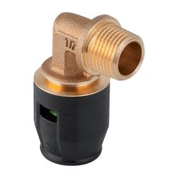 Geberit PushFit Übergangsbogen 90 Grad mit Außengewinde, d 20mm, R 1/2", Rotguss ble... GEBERIT-651241001 4025416726661 (Abb. 1)