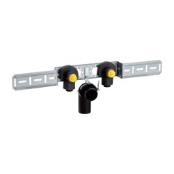 Geberit PushFit Anschlusswinkel 90 Grad vormontiert, zweifach, Ablaufrohrschelle, CW... GEBERIT-651298001 4025416719274 (Abb. 1)