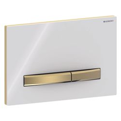 Geberit Drückerplatte Sigma50, 2-Mengen-Spülung, Square, Weiß, Metallfarbe Messing, ... GEBERIT-115672112 4025410759634 (Abb. 1)
