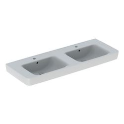 Geberit Renova Plan Doppelwaschtisch, Breite 130cm, Tiefe 48cm, Hahnloch mittig, Übe... GEBERIT-501710008 4025410868299 (Abb. 1)