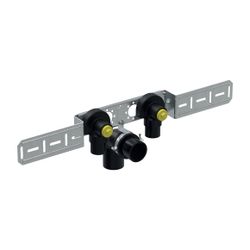 Geberit FlowFit Anschlusswinkel 90 Grad vormontiert, zweifach, abgesetzt, Ablaufrohr... GEBERIT-619681001 4025416602637 (Abb. 1)
