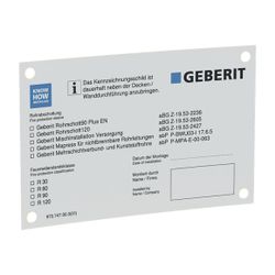 Geberit Kennzeichnungsschild für Rohrabschottungen... GEBERIT-348309001 4025410645944 (Abb. 1)