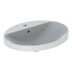Geberit VariForm Einbauwaschtisch, oval, mit Hahnlochbank, B 60cm, Tiefe 48cm, Hahnl... GEBERIT-500725012 4025416839033 (Abb. 1)