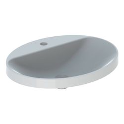 Geberit VariForm Einbauwaschtisch, oval mit Hahnlochbank, Breite 60cm, Tiefe 48cm, o... GEBERIT-500727002 4025416302377 (Abb. 1)