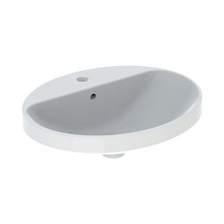 Geberit VariForm Einbauwaschtisch, oval mit Hahnlochbank, Breite 55cm, Tiefe 45cm, m... GEBERIT-500721002 4025416302285 (Abb. 1)