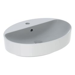 Geberit VariForm Aufsatzwaschtisch, oval, Hahnlochbank, B 60cm T 45cm Hahnloch mitti... GEBERIT-500772002 4025416303022 (Abb. 1)