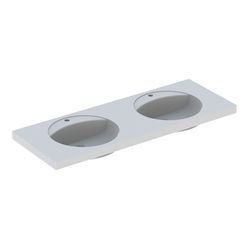 Geberit Preciosa Doppelwaschtisch, 130x55mm, Hahnloch mittig, ohne Überlauf, Weiß, K... GEBERIT-133230600 4022009232226 (Abb. 1)