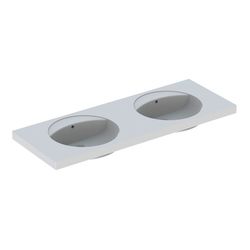 Geberit Preciosa Doppelwaschtisch, Breite 130cm, Tiefe 55cm, ohne Hahnloch, Überlauf... GEBERIT-133220000 4022009010442 (Abb. 1)