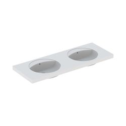 Geberit Preciosa Doppelwaschtisch, Breite 130cm, Tiefe 55cm, ohne Hahnloch, Überlauf... GEBERIT-133220000 4022009010442 (Abb. 1)