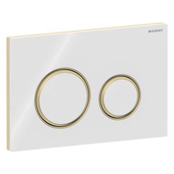 Geberit Drückerplatte Sigma50, 2-Mengen-Spülung, rund, Weiß, Metallfarbe Messing, Ea... GEBERIT-115652SI1 4025410759184 (Abb. 1)
