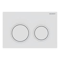 Geberit Omega 20 Drückerplatte, 2-Mengen-Spülung Round, Weiß/Mattweiß lackiert, easy... GEBERIT-115085011 4025410693334 (Abb. 1)