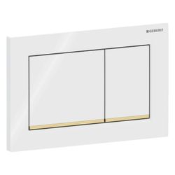 Geberit Betätigungsplatte Omega20, 2-Mengen-Spülung, Kunststoff, Weiß/Gold, 115080KK... GEBERIT-115080KK1 4025416301172 (Abb. 1)