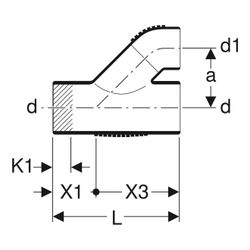 Geberit Silent db20 Parallelabzweig 45 Grad d 90mm, d1 90mm... GEBERIT-308081141 4025416084617 (Abb. 1)