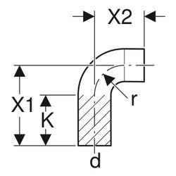 Geberit PE Bogen mit langem Schenkel 88,5 Grad, Außendurchmesser 56mm... GEBERIT-363051161 4025416152781 (Abb. 1)