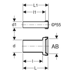 Geberit Anschlussset für Wand-WC, Länge 18,5cm, mit Lippendichtung Außendurchmesser ... GEBERIT-152404461 4025416018605 (Abb. 1)