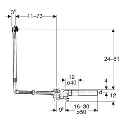Geberit Badewannenablauf mit Drehbetätigung, Länge 73cm, mit Fertigbauset Hochglanz ... GEBERIT-150525216 4025410579591 (Abb. 1)