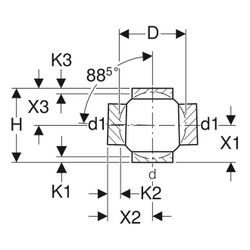 Geberit PE Kugelabzweig 88,5 Grad zweifach, Anschlüsse 180 Grad versetzt d 75mm, d1 ... GEBERIT-365275161 4025416027300 (Abb. 1)