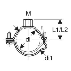 Geberit Rohrschelle mit Gewindemuffe M10, verstellbar di 40mm, di1 48mm... GEBERIT-360843002 4025416639862 (Abb. 1)