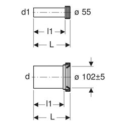 Geberit Anschlussset für Wand-WC, Länge 18,5cm Außendurchmesser 110mm, Mattverchromt... GEBERIT-152422461 4025416018759 (Abb. 1)