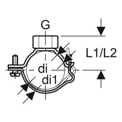 Geberit Rohrschelle mit Gewindemuffe G 1/2", verstellbar di 110mm, di1 118mm... GEBERIT-367841002 4025416032618 (Abb. 1)