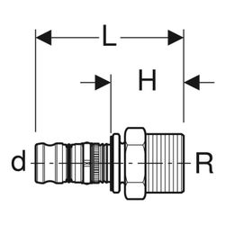 Geberit Mepla Übergang mit Außengewinde, d 26mm, R 3/4″, Rotguss bleifrei... GEBERIT-603536005 4025416679431 (Abb. 1)