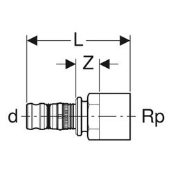 Geberit Mepla Übergang mit Innengewinde, d 26mm, Rp 3/4″, Rotguss bleifrei... GEBERIT-603556005 4025416679455 (Abb. 1)