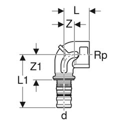 Geberit Mepla Übergangsbogen 90 Grad mit Innengewinde, d 32mm, Rp 1″, Rotguss bleifr... GEBERIT-604258005 4025416679554 (Abb. 1)