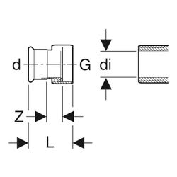 Geberit Mapress C-Stahl Anschluss mit Überwurfmutter d 15mm, di 10mm, G 1/2″... GEBERIT-25042 4024723250425 (Abb. 1)