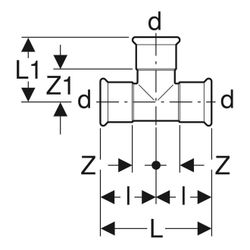 Geberit Mapress Edelstahl T-Stück egal LABS-frei, d 76.1mm... GEBERIT-81009 4024723810094 (Abb. 1)