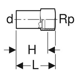 Geberit Mapress Therm Übergang mit Innengewinde und Einschubende d 22mm, Rp 3/4″... GEBERIT-40936 4064746048128 (Abb. 1)