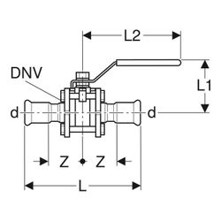 Geberit Mapress Edelstahl Kugelhahn mit Betätigungshebel, geflanscht Außendurchmesser 28... GEBERIT-92103 4024723921035 (Abb. 1)