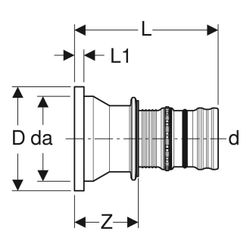 Geberit Bund mit Pressnippel, für Geberit Mepla Losflanschen PN 6, PN 10/16, d 75mm,... GEBERIT-608520005 4025416809265 (Abb. 1)