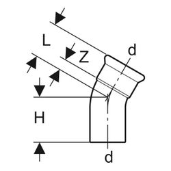 Geberit Mapress Edelstahl Bogen mit Einschubende 30 Grad, Außendurchmesser 108mm... GEBERIT-36140 4024723361404 (Abb. 1)