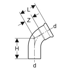 Geberit Mapress Edelstahl Bogen mit Einschubende 60 Grad, Außendurchmesser 108mm... GEBERIT-36180 4024723361800 (Abb. 1)