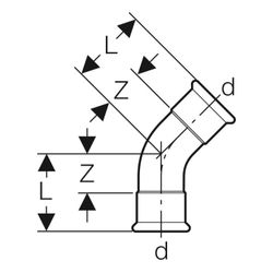 Geberit Mapress C-Stahl Bogen 45 Grad, Außendurchmesser 88,9mm... GEBERIT-20610 4024723206101 (Abb. 1)