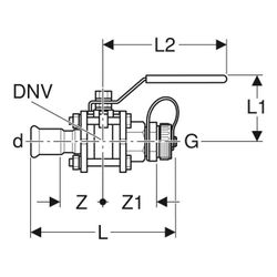 Geberit Mapress Edelstahl Kugelhahn mit Betätigungshebel, Schlauchanschluss, geflanscht ... GEBERIT-92112 4024723921127 (Abb. 1)