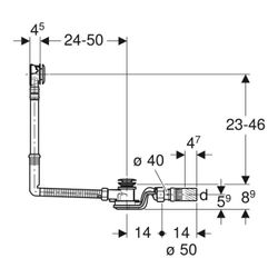 Geberit Badewannenablauf, PushControl Druckbetätigung Länge 50cm, Fertigbauset Hochg... GEBERIT-150751216 4025410602114 (Abb. 1)