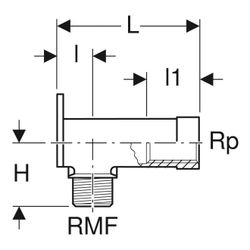 Geberit Set Anschlusswinkel 90 Grad mit Außengewinde, MF 1/2", RMF 1/2", Rp 1/2", Lä... GEBERIT-465034002 4025410167743 (Abb. 1)