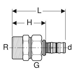 Geberit Mepla Übergangsverschraubung mit Außengewinde, d 32mm, R 1″, G 1 1/4″, Rotgu... GEBERIT-604590005 4025416679653 (Abb. 1)