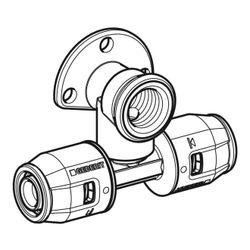 Geberit PushFit T-Anschlusswinkel 90 Grad abgesetzt CW617N, d 20mm, Rp 1/2″, L1 10,7... GEBERIT-651293001 4025416716174 (Abb. 1)