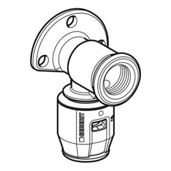 Geberit PushFit Anschlusswinkel 90 Grad CW617N, d 16mm, Rp 1/2″, L1 3,6cm... GEBERIT-650291001 4025416717225 (Abb. 1)