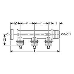 Geberit Verteiler mit Steckanschluss, Verteilerabgang für Schnellkupplung CW617N, da... GEBERIT-653423001 4025416722755 (Abb. 1)