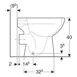 Geberit Renova Stand-WC Tiefspüler, Abgang horizontal, teilgeschlossene Form, Rimfre... GEBERIT-500480018 4025410637246 (Abb. 1)